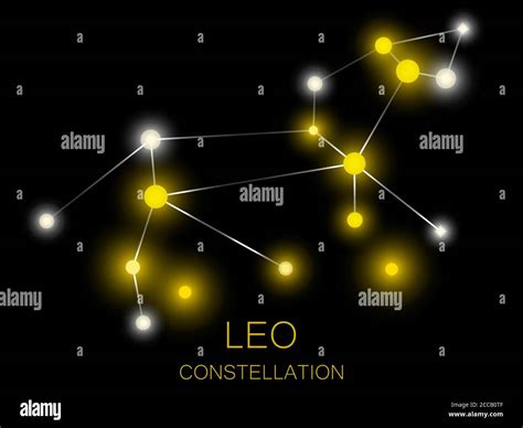 Leo Constellation Bright Yellow Stars In The Night Sky A Cluster Of