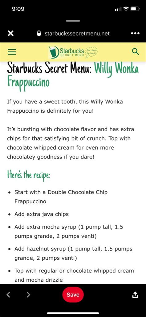 The Menu For Starbucks Secret Menus On An Iphone Screen With Text That