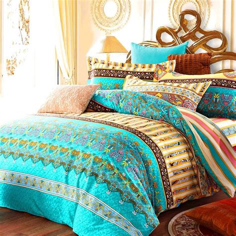 Turquoise Green Yellow And Rust Orange Bohemian Tribal Themed Retro