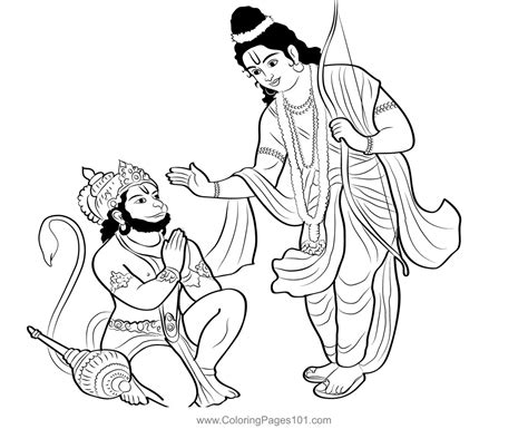 Rama Give Bless To Hanuman Coloring Page for Kids - Free Rama Navami ...