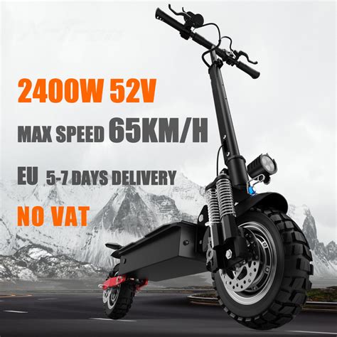 65kmh Max Speed Electric Scooter 2400w Dual Motor Foldable E Scooter 10 Inch Off Road Tire