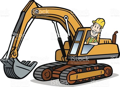 Great illustration of a cartoon guy operating an excavator. Perfect... | Cartoon man, Excavator ...