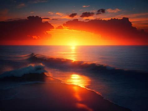 Premium Ai Image Beautiful Seascape At Sunset Ai Generated