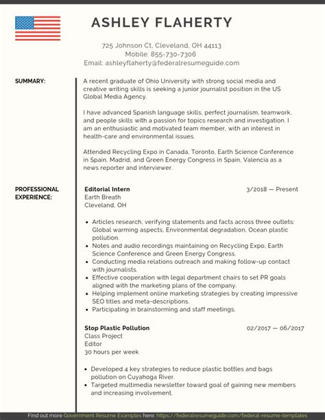 Entry Level Federal Resume Samples [pdf Ms Word] Federal Resume Guide