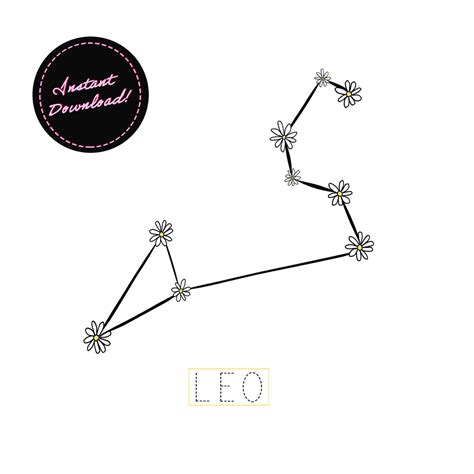 Leo Constellation Print Printable Zodiac Sign Wall Art Etsy