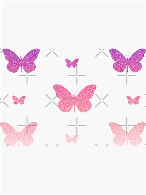 Pink Ombre Faux Glitter Butterflies Sticker For Sale By Felicity K Redbubble