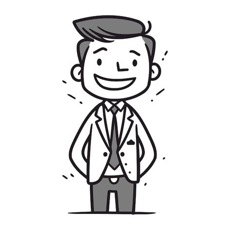 Premium Vector Vector Illustration Of Happy Businessman In Suit Line