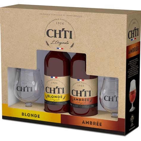 Ch Ti Coffret Bi Re Blonde Et Ambr E Verres X Cl Pas Cher