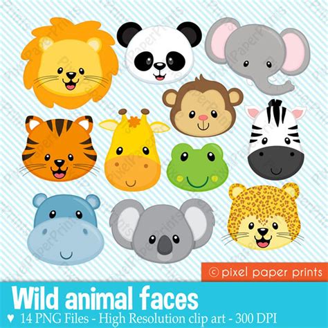 Animal Face Clip Art Animal Heads Jungle Animals Printable Lion Panda