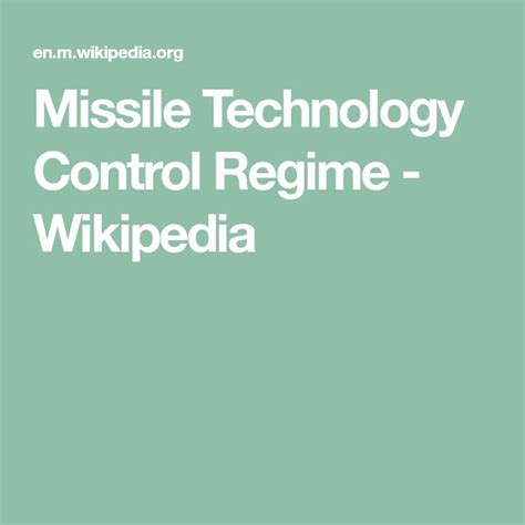 Missile Technology Control Regime - Wikipedia | Regime, Technology ...