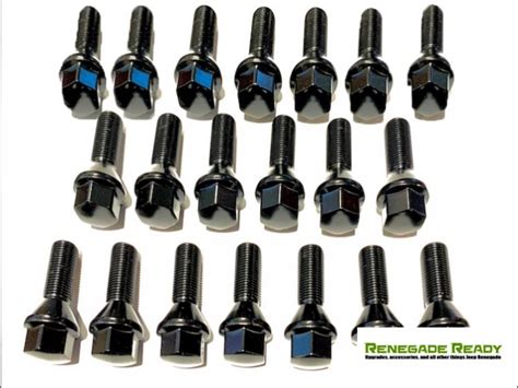 Jeep Renegade Lug Bolt Set Set Of 20 M12x125 60° Cone Seat Black