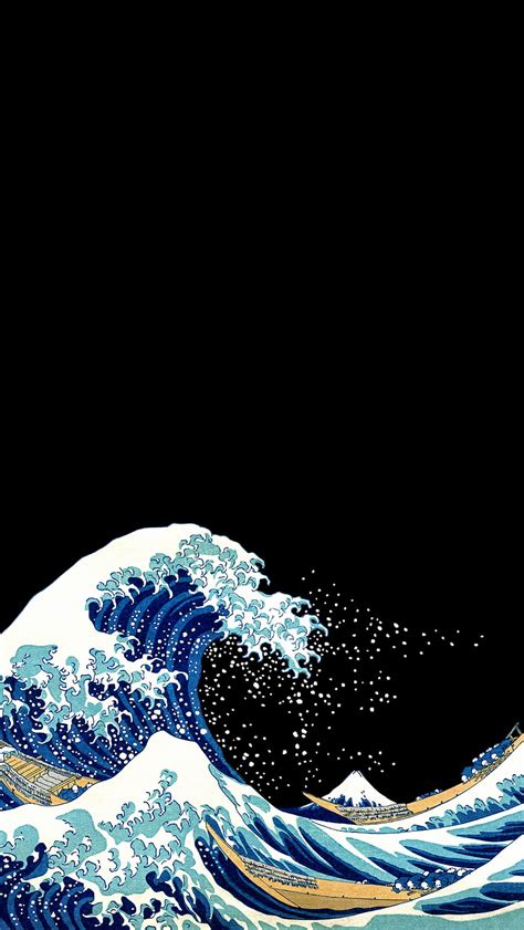 Amoled Great Wave Off Kanagawa Hd Phone Wallpaper Pxfuel