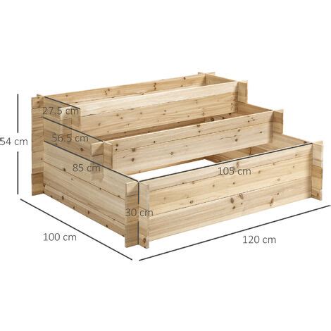 Outsunny Fioriera In Legno A Livelli Orto Rialzato Da Esterno