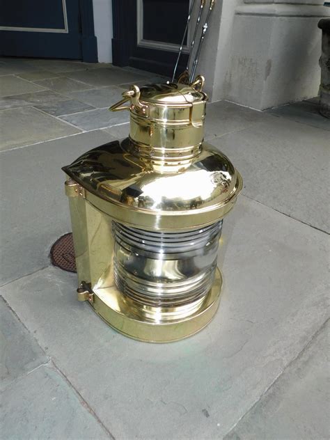 American Nautical Brass Perko Marine Lantern With Orig Fresnel Lense Ny C 1920 For Sale At 1stdibs