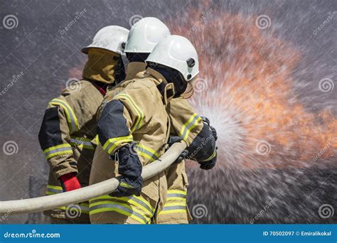 Firefighters Extinguishing House Fire Editorial Photography Image Of