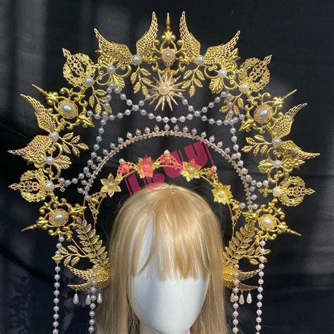 Sun Goddess Angel Kc Halo Crown Headpiece Queen Anna Baroque Pearl