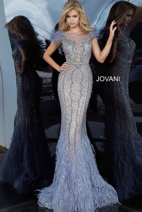 Jovani Couture 02326 Long Feather Mermaid Pageant Dress Mermaid Evenin Glass Slipper Formals