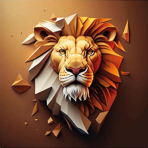 Lion 3d Vector Mookup Dessin Animé 2 Vecteur Premium