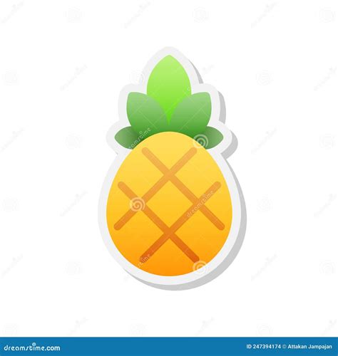 Pineapple Sticker Icon Vector Illustration Stock Vector