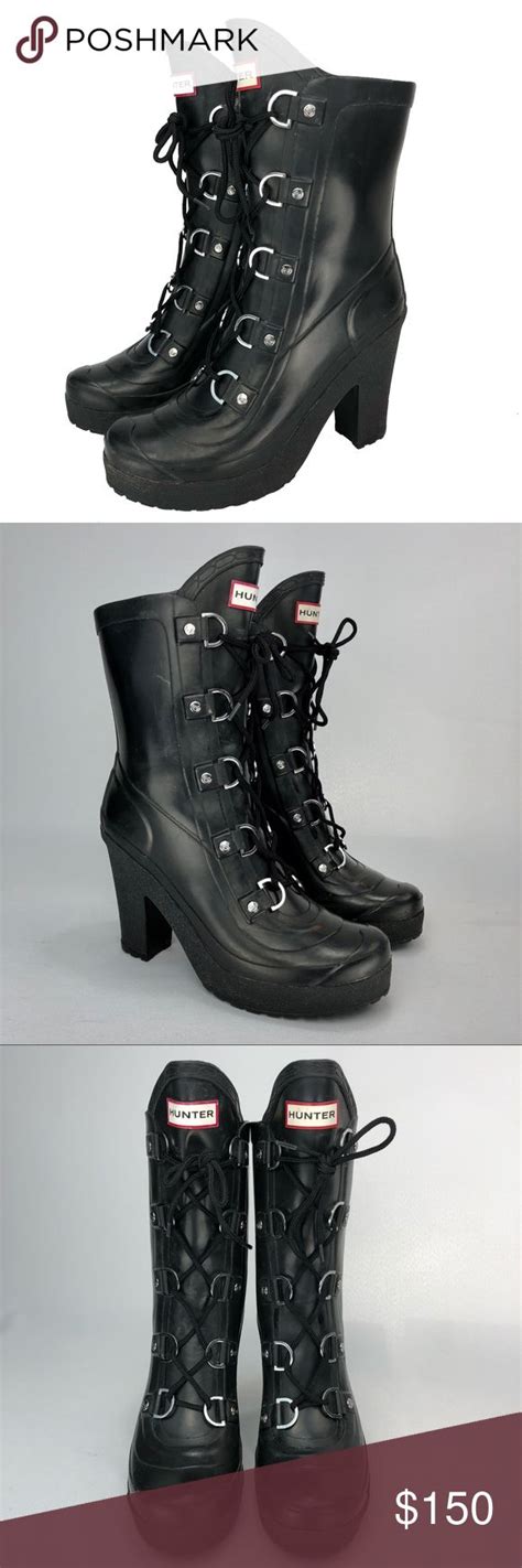 Hunter Platform Lace Up “gabby” Boots Size 9