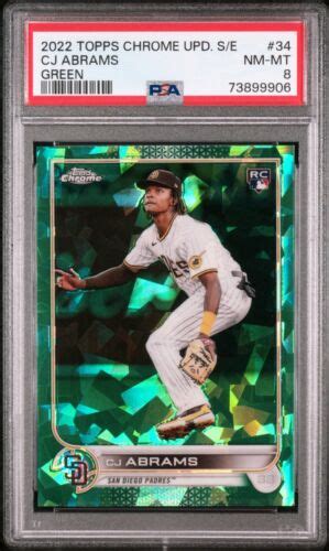 2022 Topps Chrome Update Sapphire Green Rc Cj Abrams Us34 Psa 8