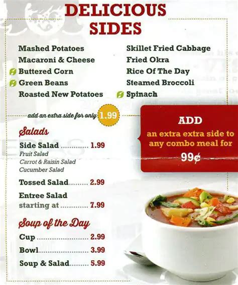 Menu at Luby's cafeteria, Austin, 700 Lavaca St