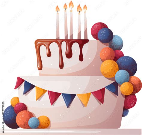 Birthday Cake With Candles Illustration Stock Illustration Adobe Stock