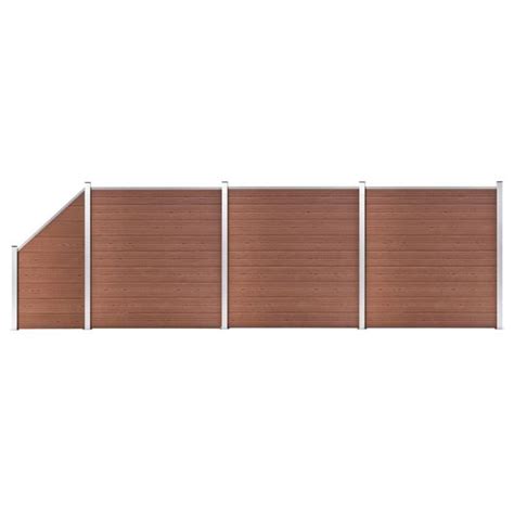 Ensemble de clôture WPC 3 Carré 1 Incliné 619 x 186 cm Marron