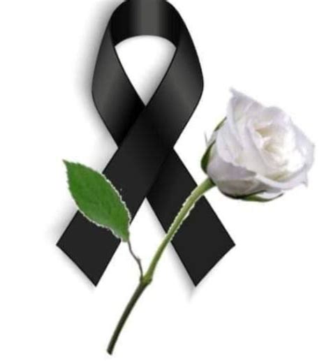 A White Rose With A Black Ribbon On It And A Single Flower In The