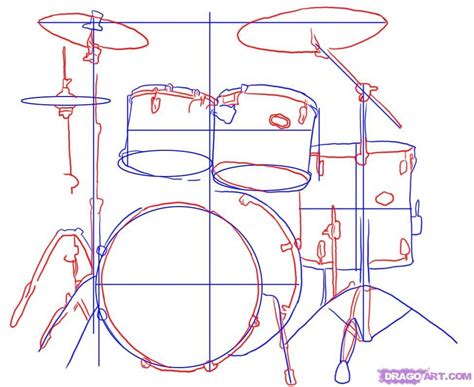 How To Draw A Drum Set Step By Step At Drawing Tutorials