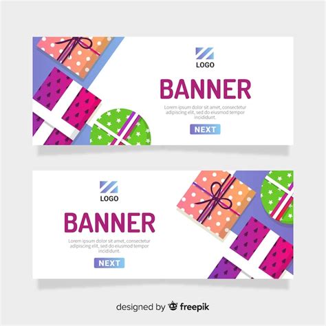 Muestra Banner Cajas Regalo Vector Premium