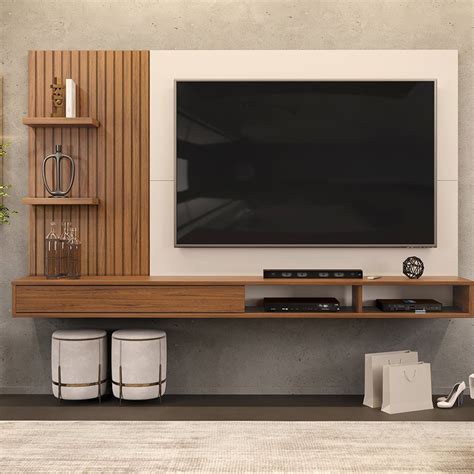 Painel Para Tv Ate Polegadas Portas Prateleiras Bento Via Inspira