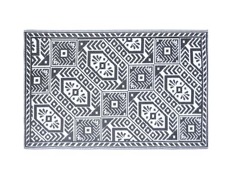 Tapis D Ext Rieur Rectangulaire R Versible Diamant Noir Blanc X