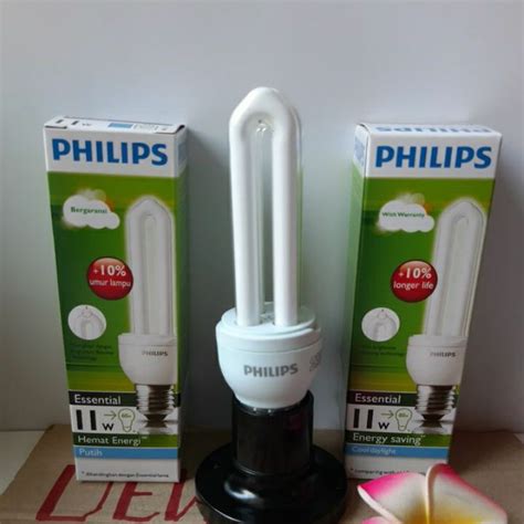 Jual LAMPU PHILIPS ESSENTIAL 11 Watt E27 CAHAYA PUTIH LAMPU PLC JARI