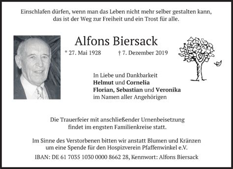 Traueranzeigen Von Alfons Biersack Trauer Merkur De