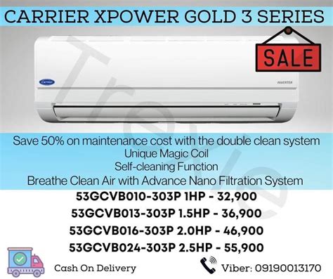 CARRIER XPOWER GOLD 3 SPLIT TYPE INVERTER TV Home Appliances Air