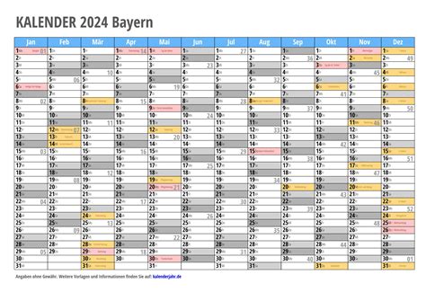 Kalender 2024 Bayern Mit Feiertagen Und Schulferien Zum Ausdrucken