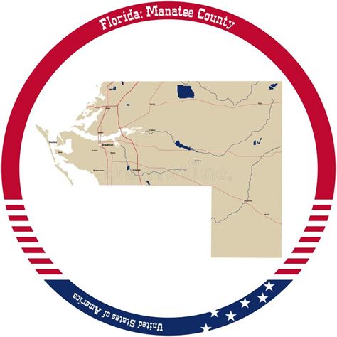 Map Of Manatee County In Florida Usa Stock Illustration Illustration