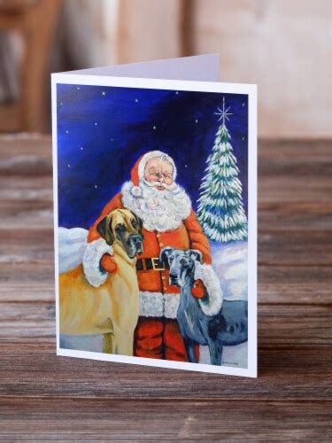 Santa Claus With Great Dane Greeting Cards And Envelopes Pack Of 8 A7