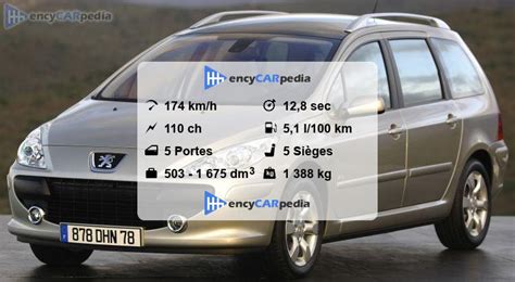 Peugeot 307 Break Hdi Fap 110 Fiches Techniques 2005 2008 Performances Taille Faits Et Plus