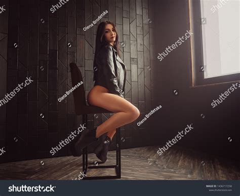 Sexy Female Model Wearing Lingerie Leather Stock Photo 1436717258 Shutterstock