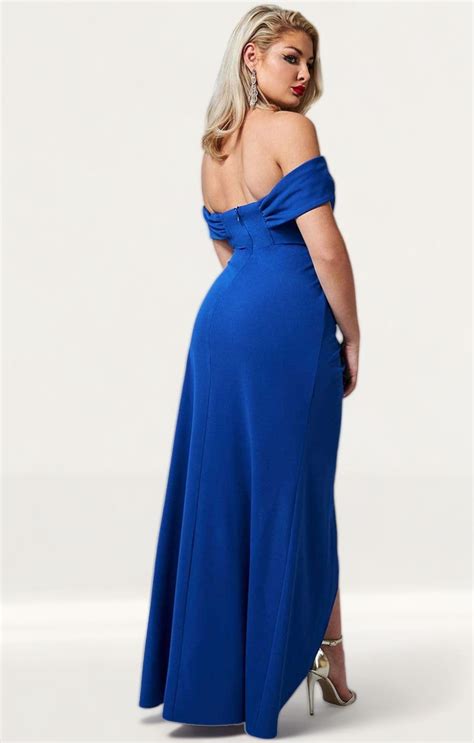 Rent Goddiva Royal Blue Off The Shoulder Corset Style Maxi Dress Hirestreet