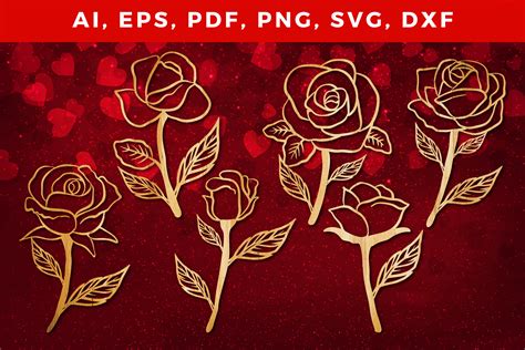 Valentine Rose Laser Cut Svg Bundle Grafik Von Ngised · Creative Fabrica