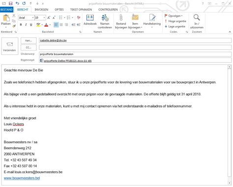 Voorbeeld Formele Email