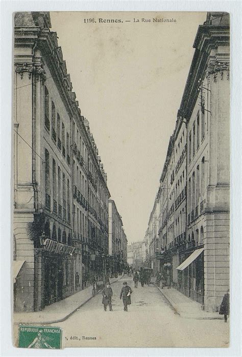 Rennes Vue En Noir Et Blanc De La Rue Nationale Carte Postale