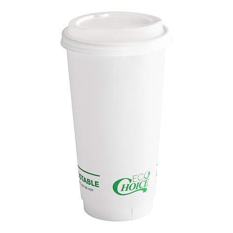 EcoChoice 20 Oz Smooth Double Wall White Compostable Paper Hot Cup And