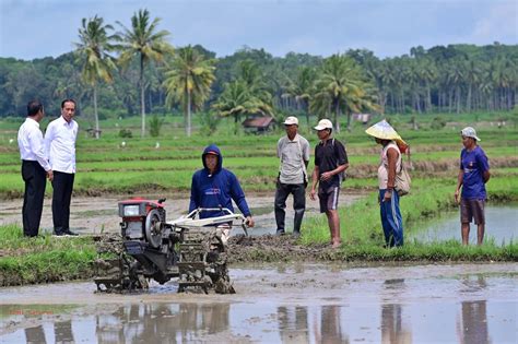 Presiden Jokowi Dan Ibu Iriana Tinjau Pelaksanaan Bantuan Pompa Irigasi