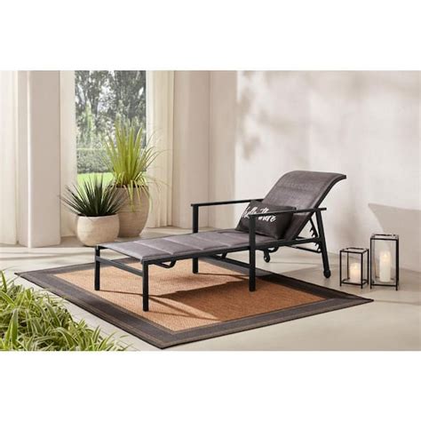 Hampton Bay High Garden Black Steel Padded Sling Outdoor Patio Chaise