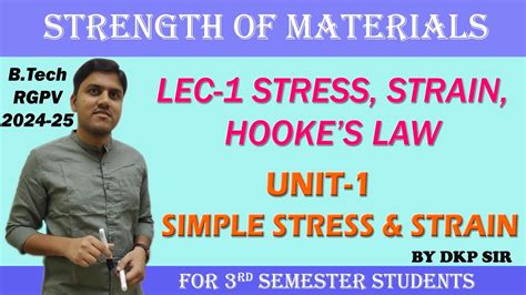 Lec 01 Stress Strain Hooke S Law Unit 1 Simple Stress And Strain Strength Of Materials Youtube