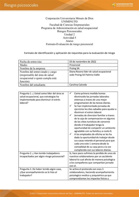 Actividad 5 Riesgos Psicosociales Corporación Universitaria Minuto de